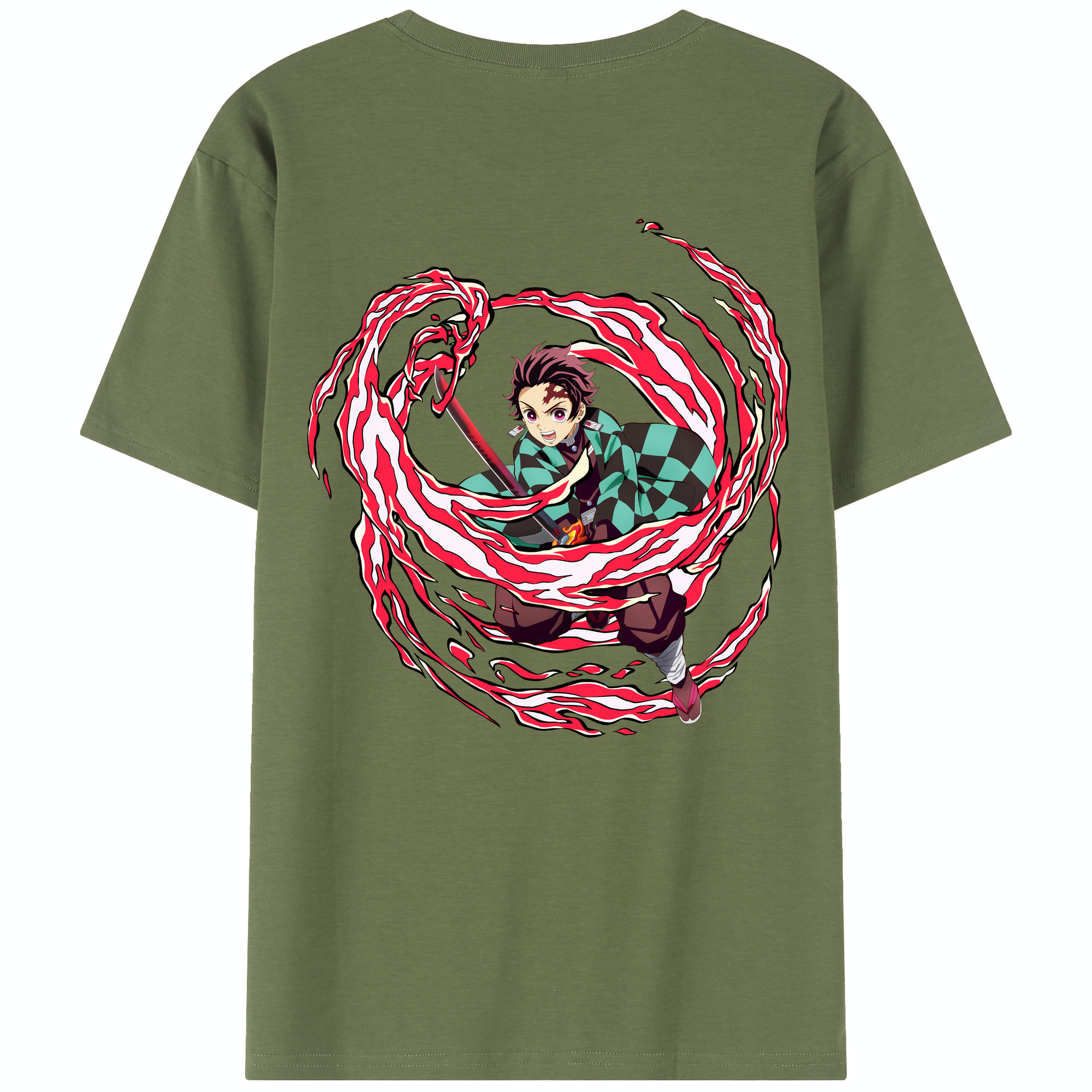 （画像用） 鬼滅の刃 竈門 炭治郎／かまど たんじろう Kamado Tanjirou 綿100％半袖Tシャツ（背面プリント）